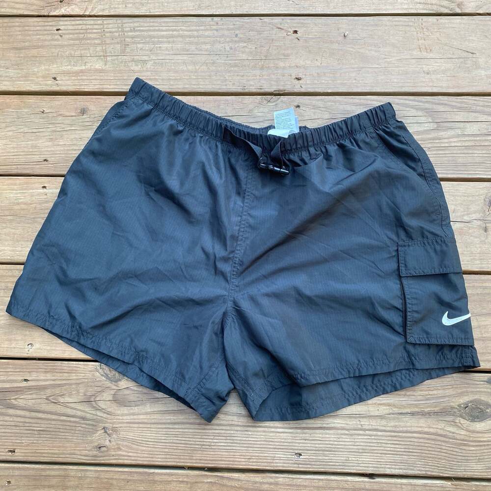 Nike Men's 5" Belted Packable Volley Shorts NESSB522-001 Swim Black Size XXL